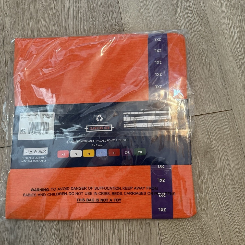 Champion NCAA UTSA Men's Collar Short Sleeve Polo 2XL Orange Game Day Football - Picture 3 of 12